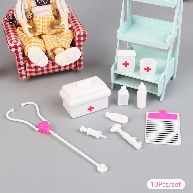 10Pcs/set Dollhouse Miniature Hospital Stethoscope Mini Syringe Medical Appliances Medical Tool Model Medical Scene Decor Toys