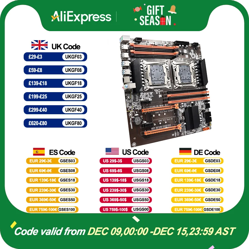 X99 Motherboard Dual CPU M.2 LGA 2011 V3 E-ATX USB3.0 SATA3 8 DIMM DDR4 Support Xeon processor slot 2011-3