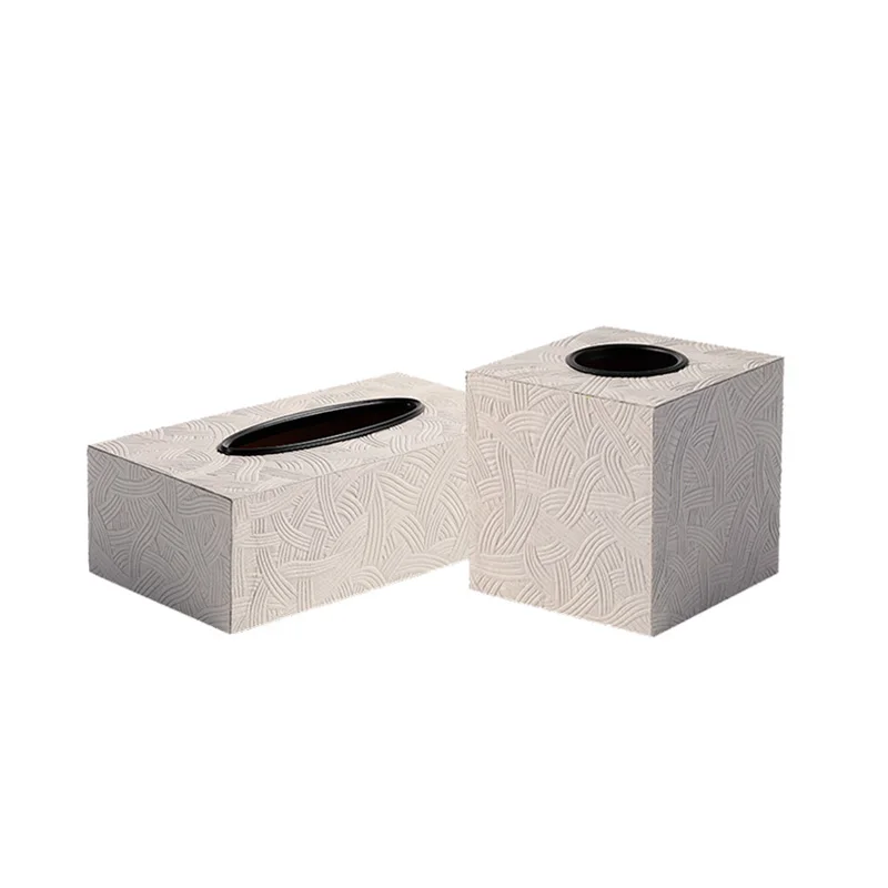 Modern minimalist and luxurious creative rectangular square leather tissue box, hotel club premium napkin suction box