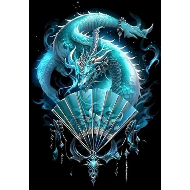 

Cyan Dragon Painting By Numbers Kit With Brushes DIY Frame Drawing By Numbers HandPainted Digital Painting Adults Crafts Paintin