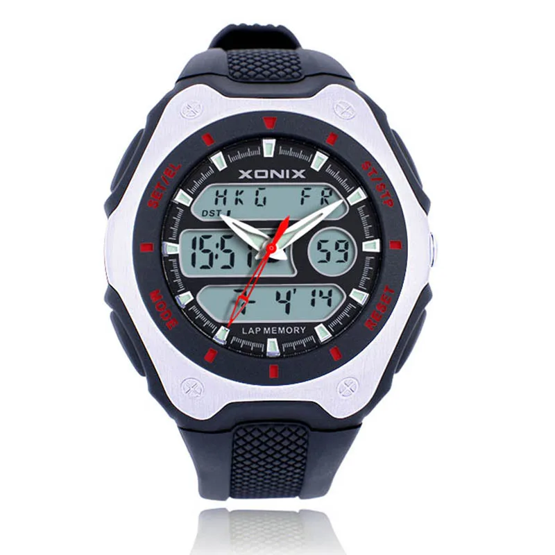 XONIX Fashion Sports Electronic Pointer Running Timing Student Waterproof Swimming Luminous Double Display Men's Watch DK