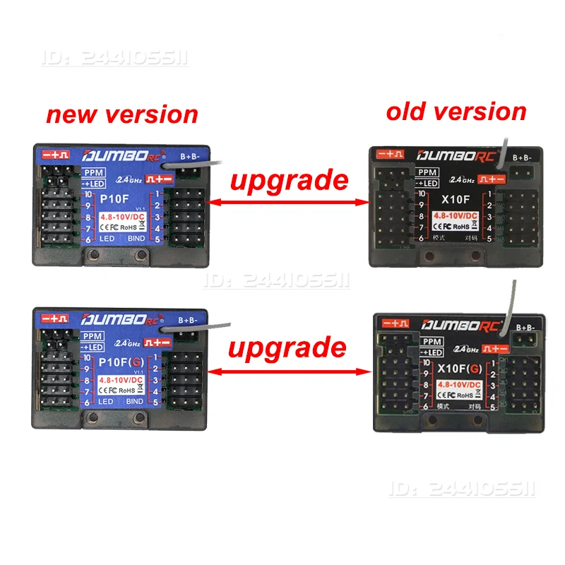 DUMBORC 10CH 2.4G P10F P10FG 자이로 수신기 전압 반환 4.8-10V DDF-350 송신기 리모컨 RC 자동차 보트 탱크 모델용