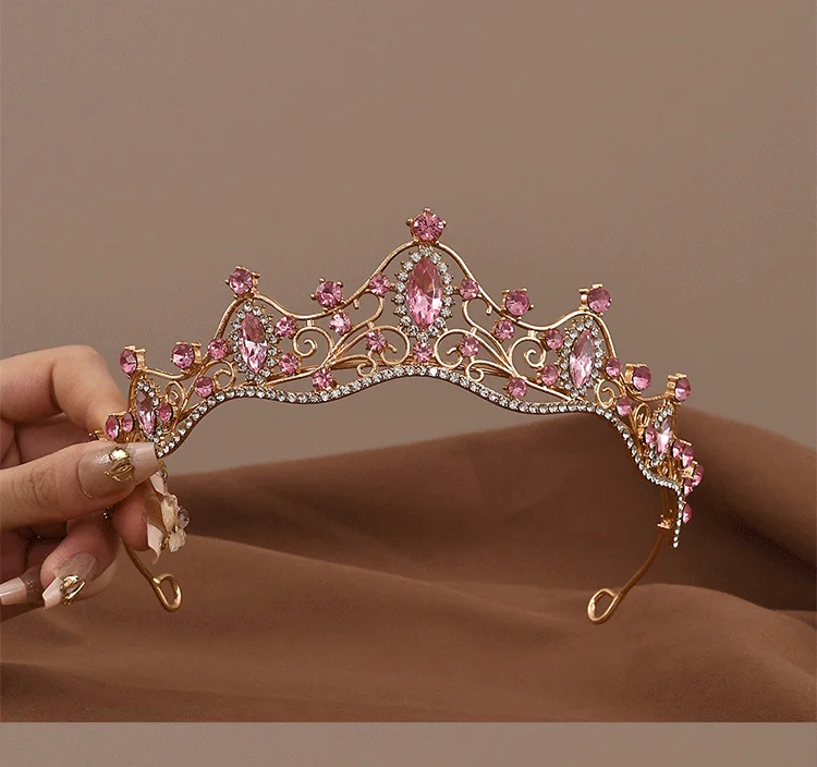 Prinzessin Königin Vintage Barock Kristall Krone Strass Tiara Für Frauen Braut Hochzeit Party Prom Schmuck Haar Zubehör – Detail 4