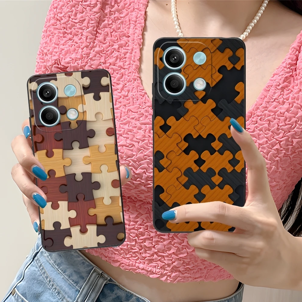 Puzzle Pretty Fashion Mobile Cell Phone Case for Xiaomi Redmi Note 13 12 11 10 9 8 7 6 S A Pro Lite Plus 5G Black Cover Shell