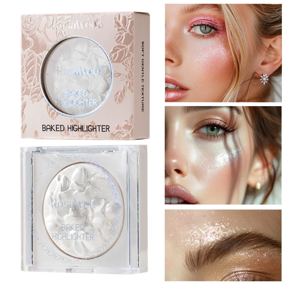 6-color face highlighting compact with natural pearlescent, three-dimensional, water- and sweat-resistant formula
