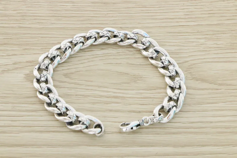 Japanese and Korean street fashion 925 silver Cuban bracelet for men and women, simple and generous, and high-end feel for men a