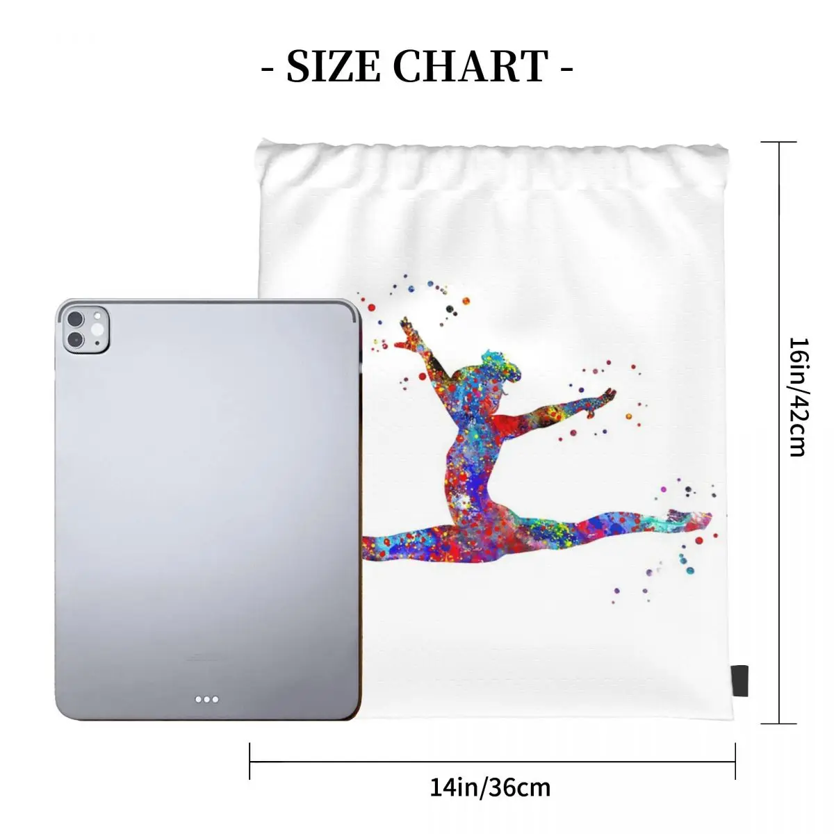 Gymnastics Girl, Watercolor Gymnastics Backpacks Drawstring Bags Drawstring Bundle Pocket Sundries Bag Book Bags Travel School