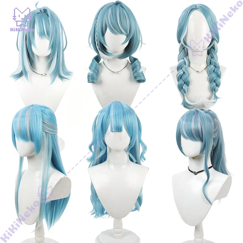 Anime Shiranami Ramune Cosplay Wig Light Blue Scalp Top For Halloween Comicon Party Adult Women Men