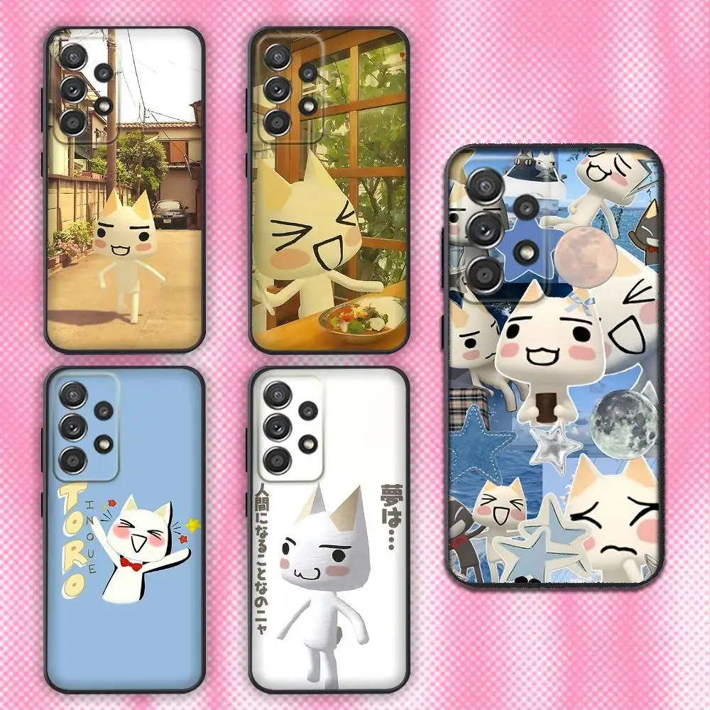 

Cute T-Toro I-Inoue Cat Phone Case For Samsung Galaxy A13,A21s,A22,A31,A32,A52,A53,A71,A80,Soft Black Shell