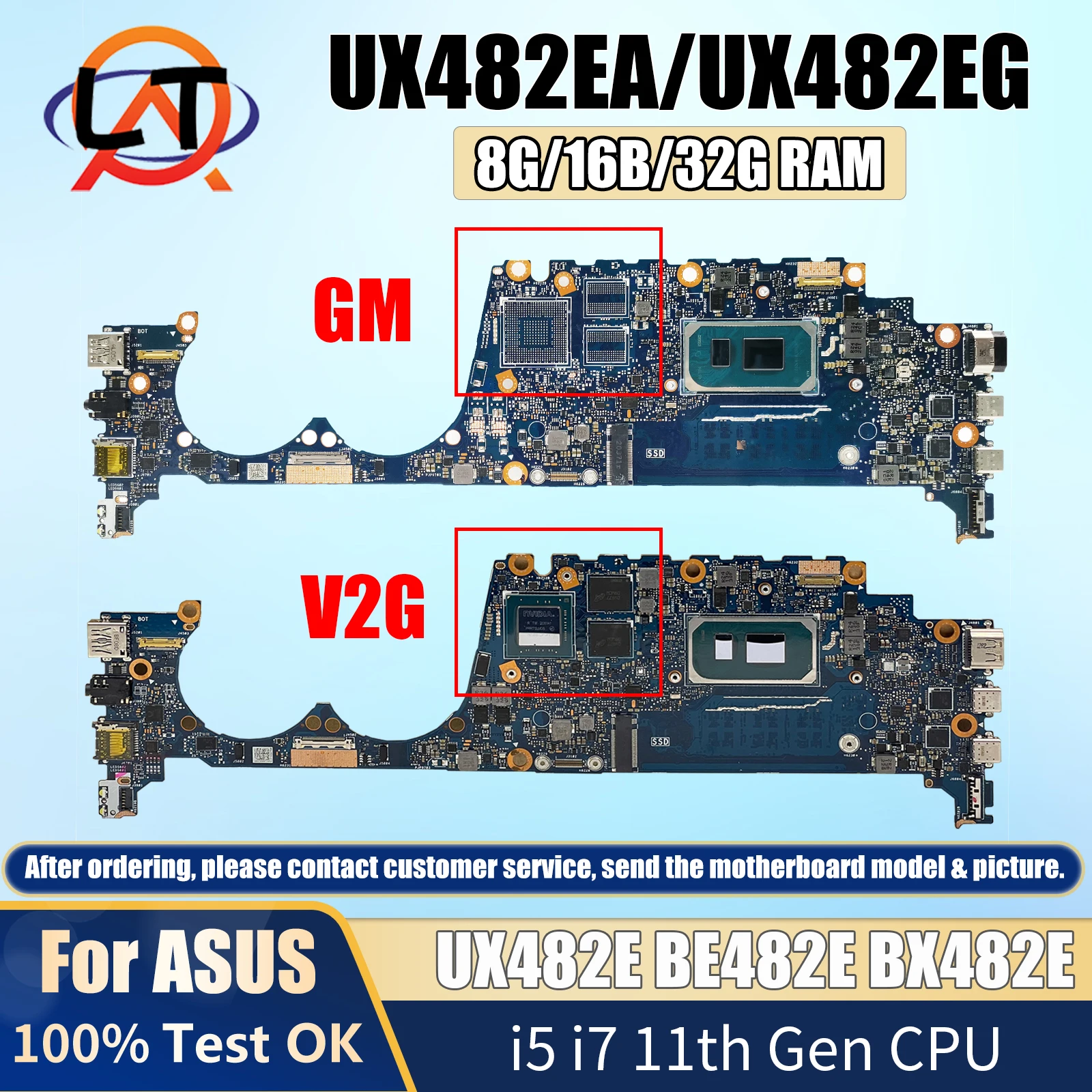 

UX482EG Mainboard For ASUS UX482EA UX482E BE482E BX482E Laptop Motherboard i5 i7 11th Gen RAM-8G/16G/32G