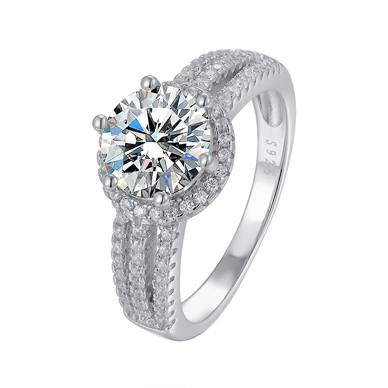 

Luomansi Genuine S925 Sterling Silver 2CT 3CT 9MM Moissanite Ring Passed Diamond Test, Wedding Party Women's Fine Jewelry