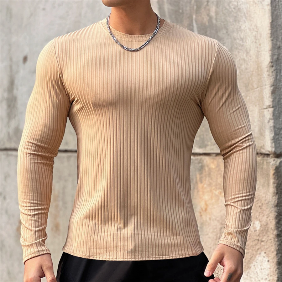 2023 new men\'s T shirt Solid colors Long Sleeve Slim T-shirt young men Pure color tee shirt  Casual Tee men Long Sleeve tops