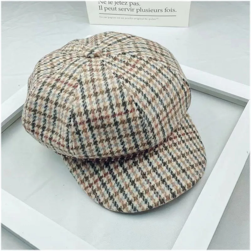 British Style Ladies Octagonal Hat Spring and Autumn Fashion Wild Warm Wool Hats Net Red Outdoor Street Shade Painter Cap