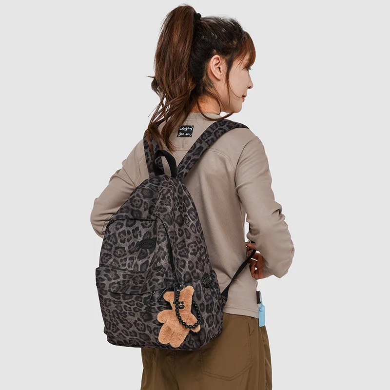 Mochila de leopardo a la moda para mujer, mochilas escolares para chicas adolescentes, bolso universitario Harajuku para mujer, mochila de ocio para estudiante 2024