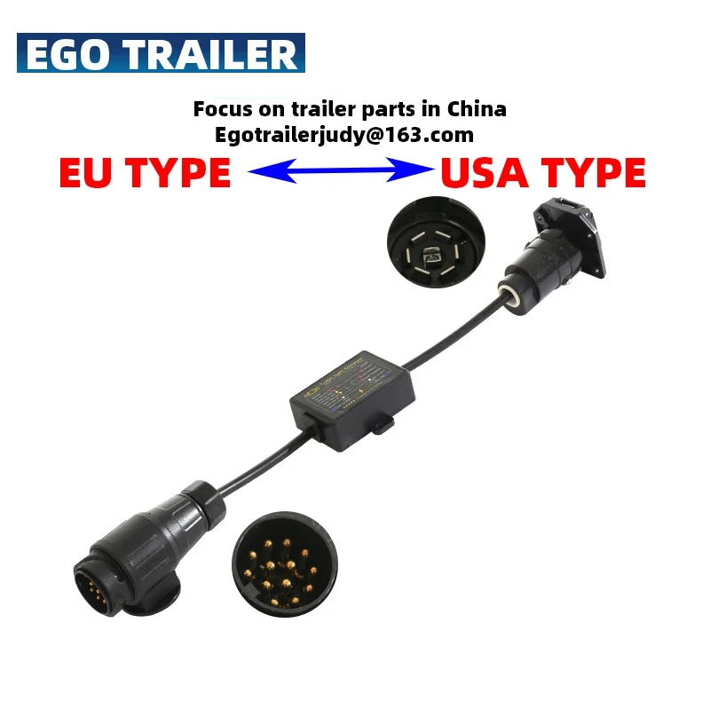 Trailer Connector Light Cable Converter Adapter European 13-Pin to American 7-Pin Way Plug