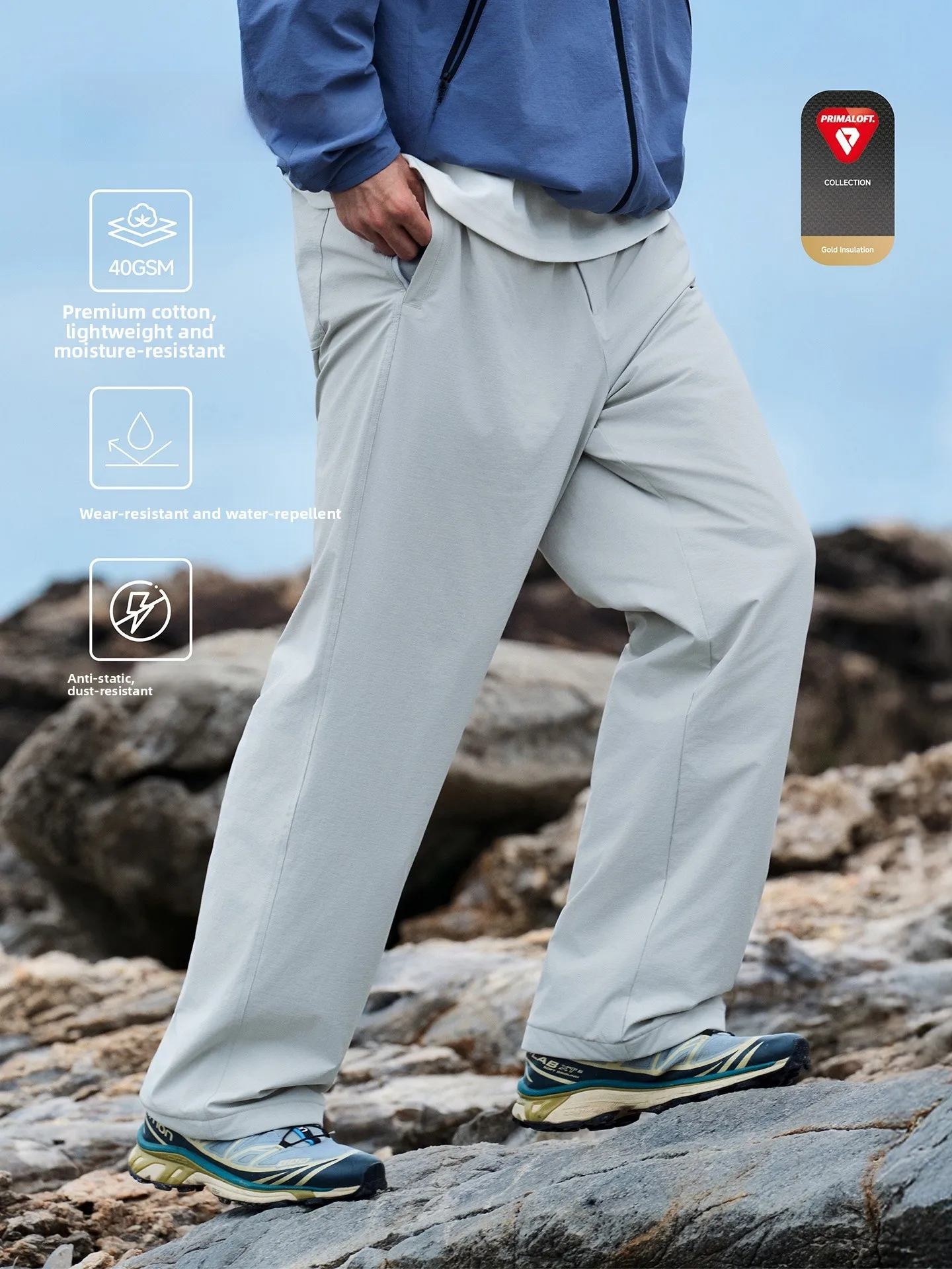 

Restick Gold Label Thickened Cotton Pants Men's Winter Outdoor Windproof Waterproof Warm Casual Sports Trousers Straight Leg