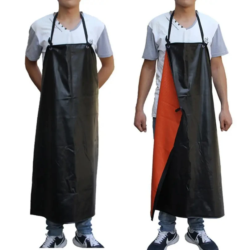 Delantal impermeable y a prueba de aceite de PVC, ropa de trabajo de cocina, cocina y limpieza en el hogar, delantal sin mangas neutro, ajustable