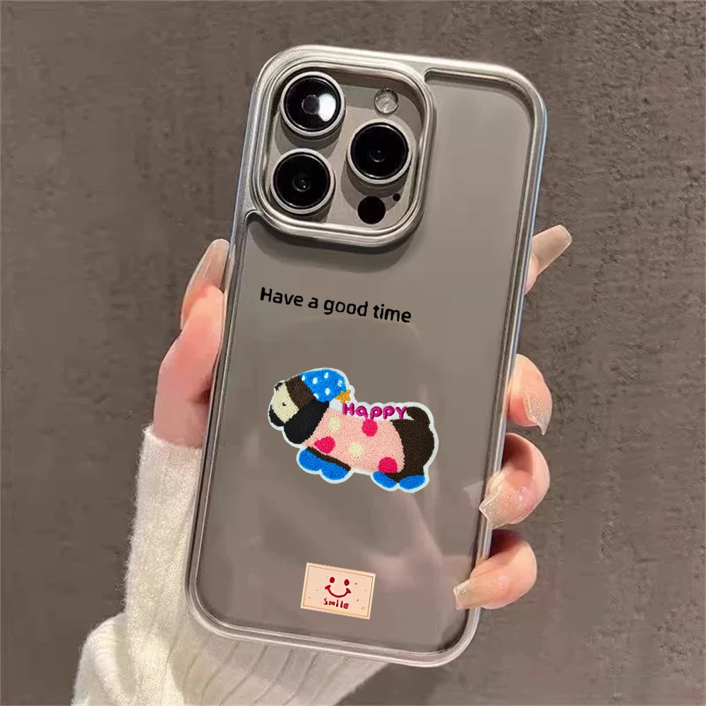

Cute Dachshund Transparent Case For iPhone 16 15 14 Pro Max Cases iPhone 17 11 12 13 14 15 Pro Max Plus XS XR Plating Drop Coque