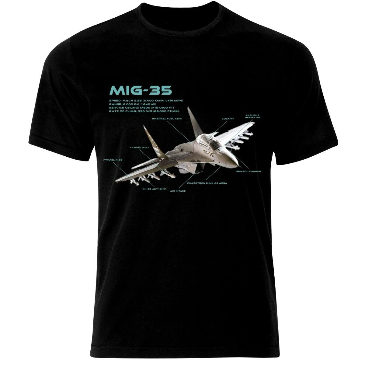 Rare Russian Air Force Mig-35 Fighter Aircraft Blueprint T Shirt. Short Sleeve 100% Cotton Casual T-shirts Loose Top Size S-3XL