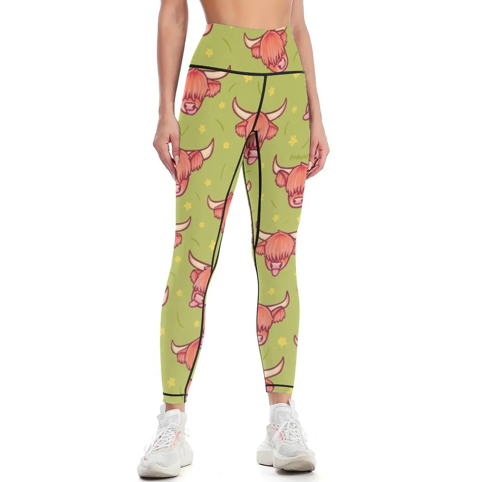 

Highland Cows Leggings high waist trousers sport set legings for fitness Womens Leggings