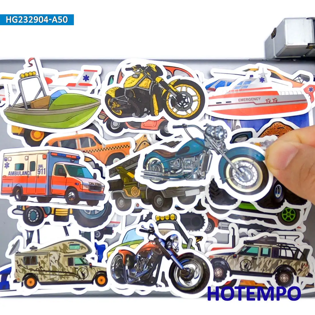 20/30/50Pieces Mixed Vehicles Ship Motorcycle Bus Truck Car Funny Stickers for Phone Scrapbook Diary Luggage Laptop Sticker Toys