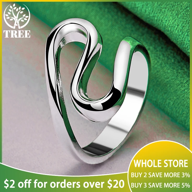 925 Sterling Silver Smooth Curved Rings For Man Women Party Birthday Engagement Wedding Christmas Hot Fashion Charm Jewelry Gift