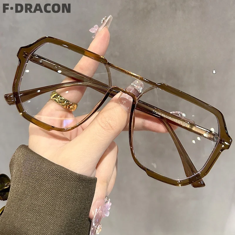 Large Frame TR90 Glasses Frame Retro Double Beam Men's Gasses Frame Widened Optical Prescription Glasses Frame Women 7246