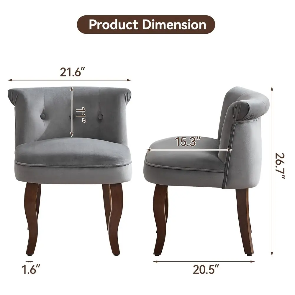 

Vanity Chair with Back, Tufted Upholstered Vanity Stool with Solid Wood Legs, Mid Century Small Makeup Chair for Vanity, Accent
