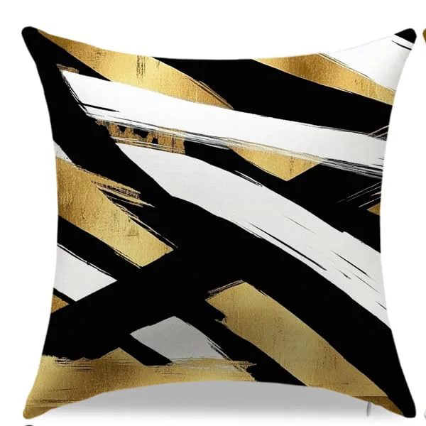Home Decor Abstract Gold Black White Pattern Pillow Covers Pattern Cushion Cover Suitable For Sofa Bedroom Car Pillow Cover
