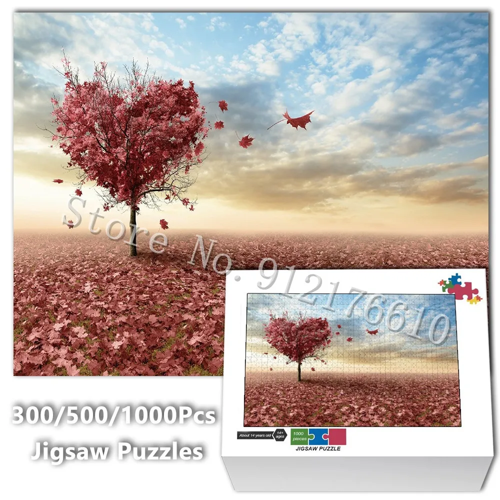 

Romantic Heart Tree Jigsaw Puzzles Love Landscape 300/500/1000 Pcs Paper Puzzles Family Games Decompress Educational Adult Toys