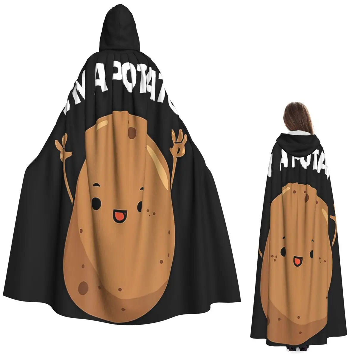Im A Potato Taters Spud Tattie capa larga con capucha disfraz Medieval de bruja capa de Cosplay Halloween vampiro adulto Unisex