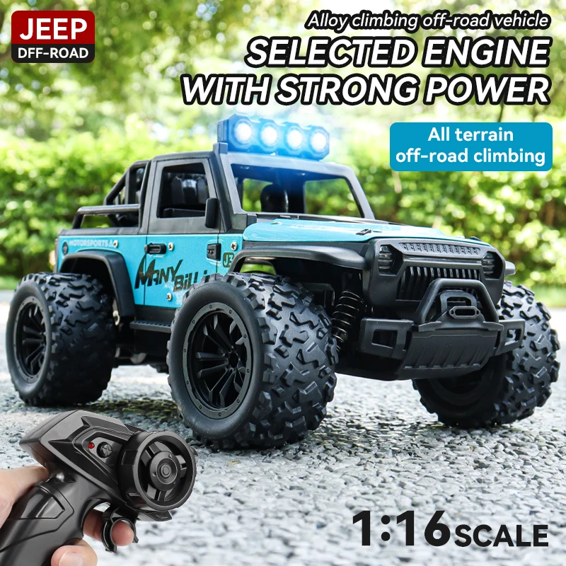 Alloy RC Off‑Road Car 2.4G 100M Remote Control 20KM/H Climbing Truck With Multi‑Color LED Light All Terrain Toy Car For Kids