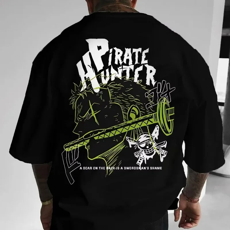 

ONE PIECE Men's and Women's Plus Size T-Shirt Summer New Street Clothing Roronoa Zoro Anime Printing Loose Casual Cotton Top