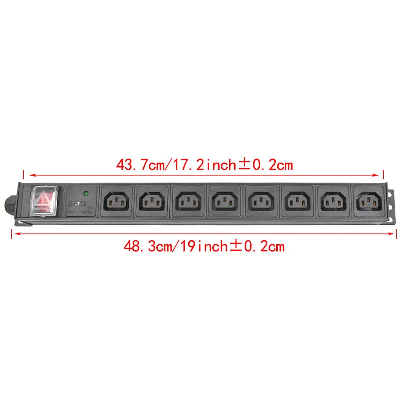 Imagem -02 - Pdu Alumínio Liga Power Strip Rack Soquete com Spd 2m Cabo de Extensão C13 Saída Way au C14 ue Reino Unido Eua Plug 19