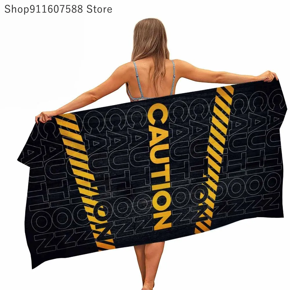 

Design Word Letter Caution Beach Towel Fashion Sport Towels Camping Absorbent Soft Quicky-Dry Microfiber Bath Towels 70x140cm