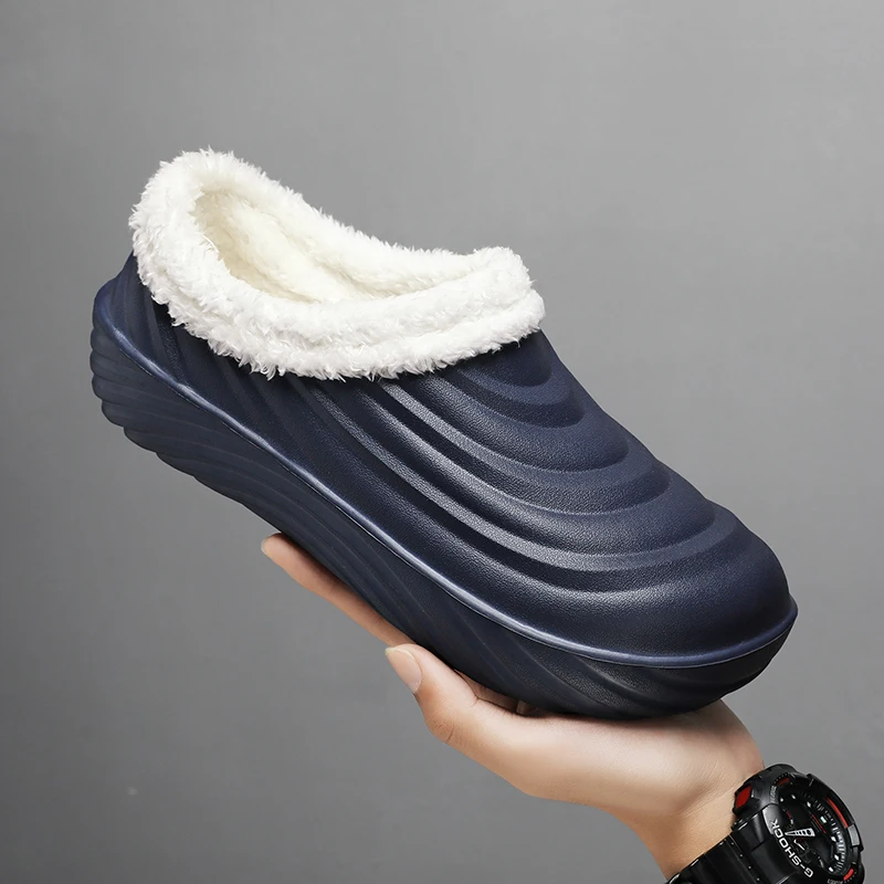 Frauen Hausschuhe Outdoor Casual Pelz Luxus Gepolsterte Verdickte Rutschfeste Designer Warme Tragen Beständig Männer Winter Schuhe Chunky Sohle
