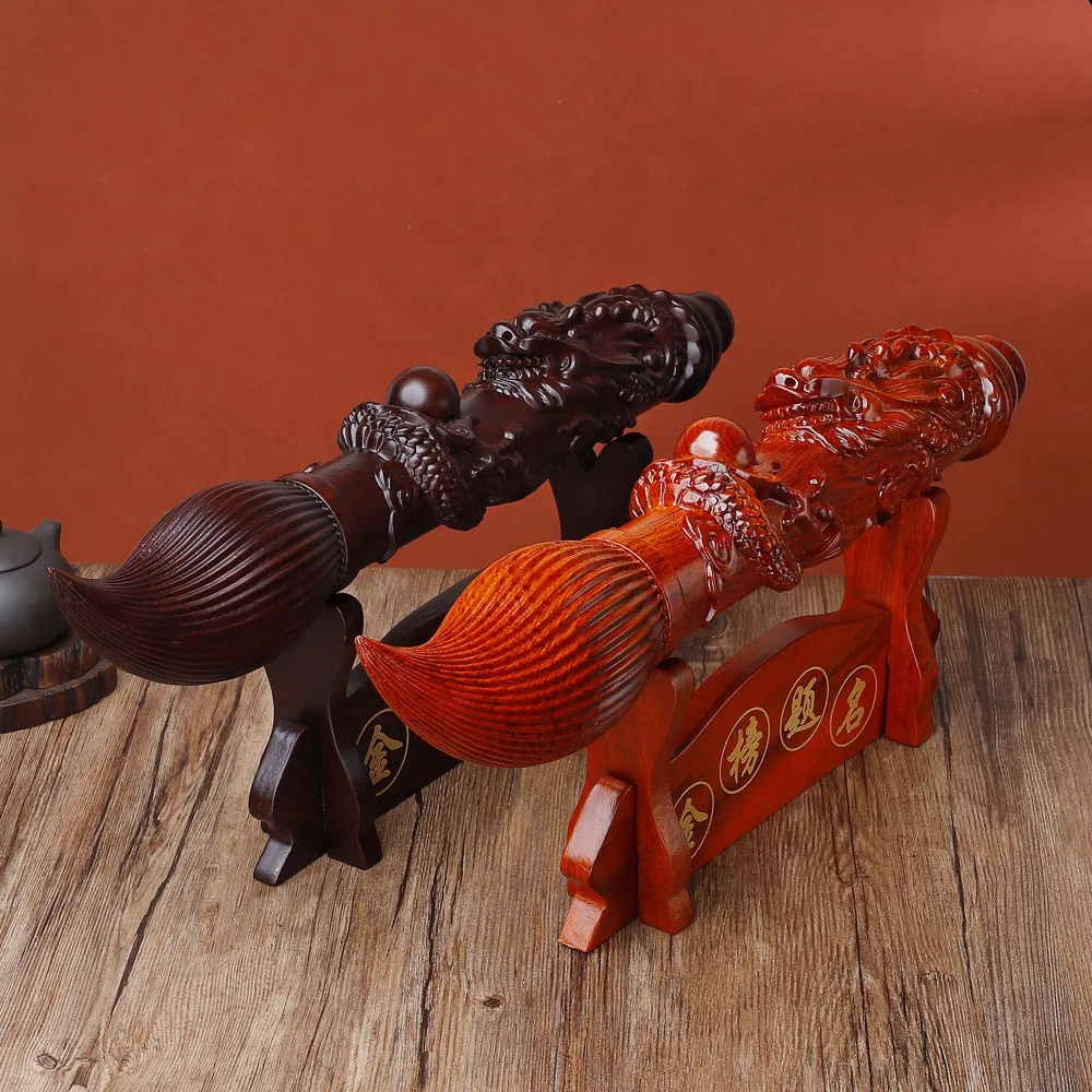 30CM Panlong Wenchang Brush Ornament-Large Brush for Wealth Chinese Style Home Study Decoration Rosewood Crafts