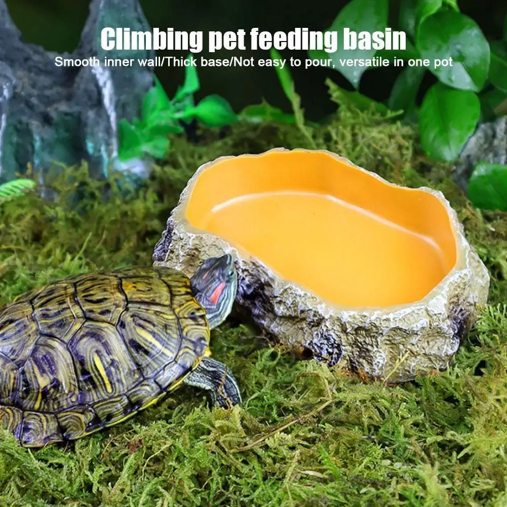 NEW High-end Climbing Pet Food Bowl Turtle Cage Tank Tortoise Habitat Reptile House Feeding Basin For Frog Leopard Gecko