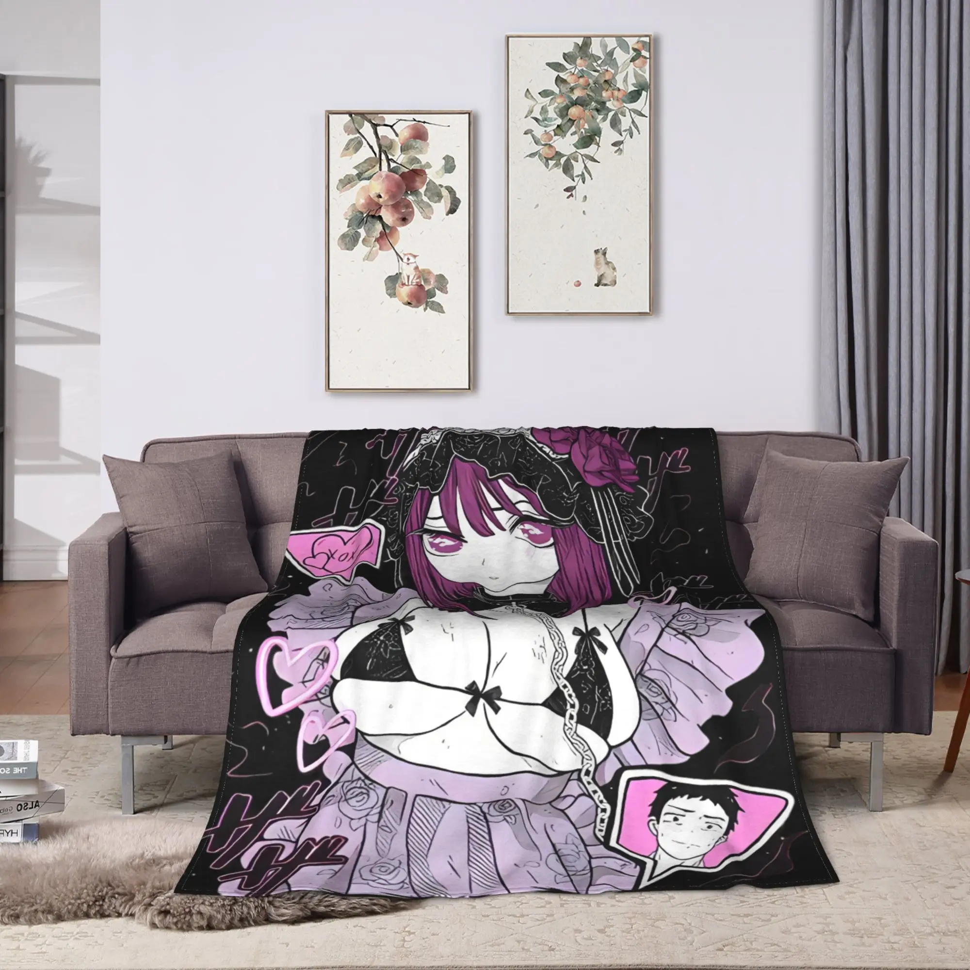Kitagawa Marin Graphic Print Blankets Warm Soft Street Trend Plush Bedding Throws For Living Room Flannel Bedspread Bed Cover