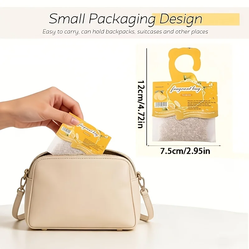12 Packs of New Fresh Hanging Lemon Scented Sachets, Wardrobe and Drawer Air Fresheners, Deodorizers, Home Fragrance Products, Suitable for Holidays, Christmas Small Gifts