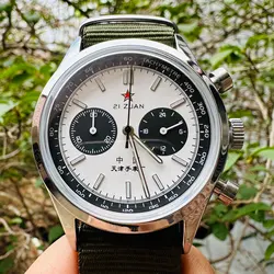 1963 multifunctional chronograph for quartz movement Panda dial men's military watch