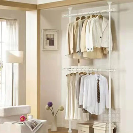 Floor-to-Ceiling Wardrobe With 3-Sided Full Track Easy Assembly Open Rack For Rental Home Bedroom Display Cabinet