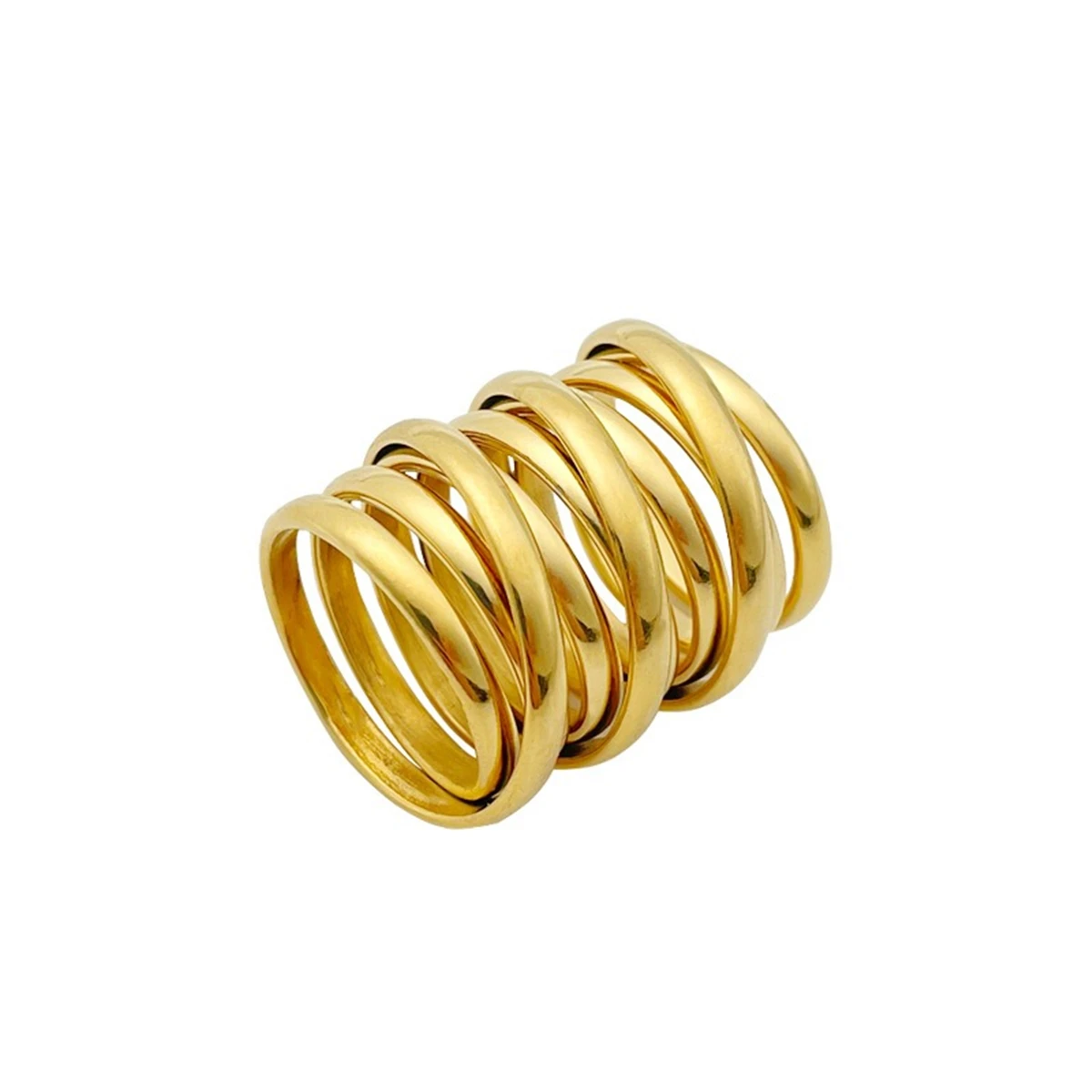 Creative Retro 18K Gold Stainless Steel Multi-layer Ring for Women Fashion Party Punk Jewelry Gift