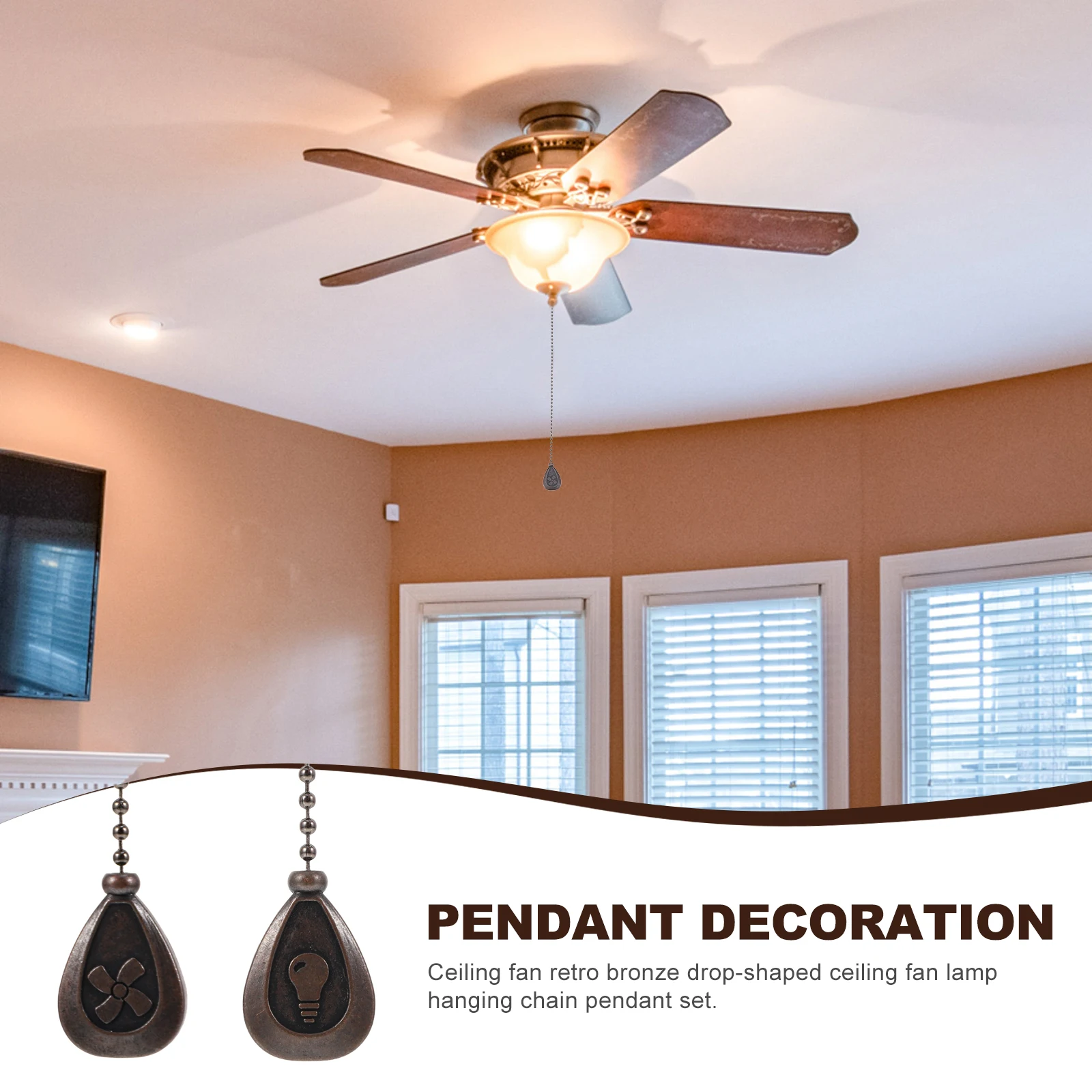 

2Pcs Retro Ceiling Pull Chain Metal Extension Chains for Bedroom Living Room Decor Hallway DIY Accessories