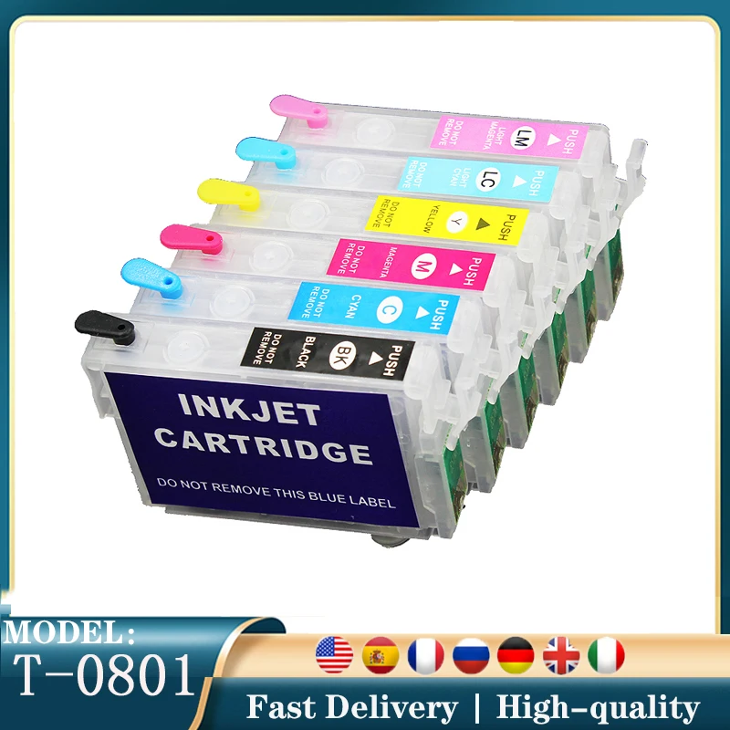 

T0801-T0806 Ink Cartridge with chip For Epson P50 PX650 PX700 PX800 PX710 PX720 PX810 PX820 R265 R285 R360 RX560 RX585