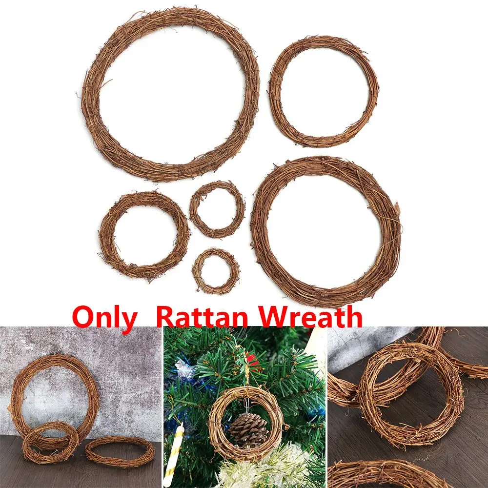 Rattan Christmas Decor Wedding Wreaths Window Door Hanging Rattan Garland Sepak Takraw Round/Heart  Shape Wreath Wicker