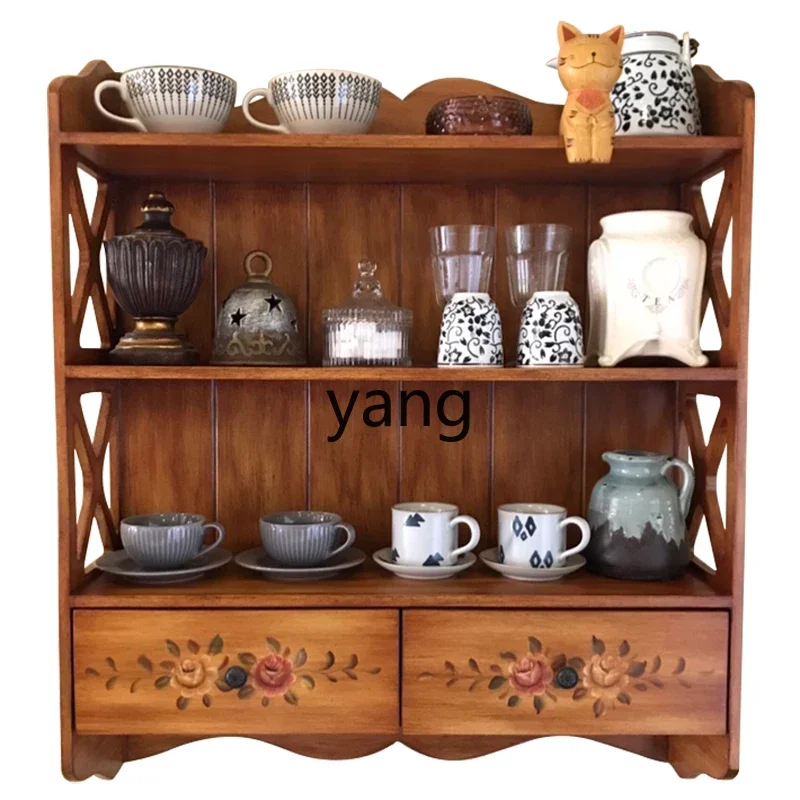 Lcx  Shelf Wall Hanging Wall Shelf Antique Painted Furniture Storage Wall Cabinet