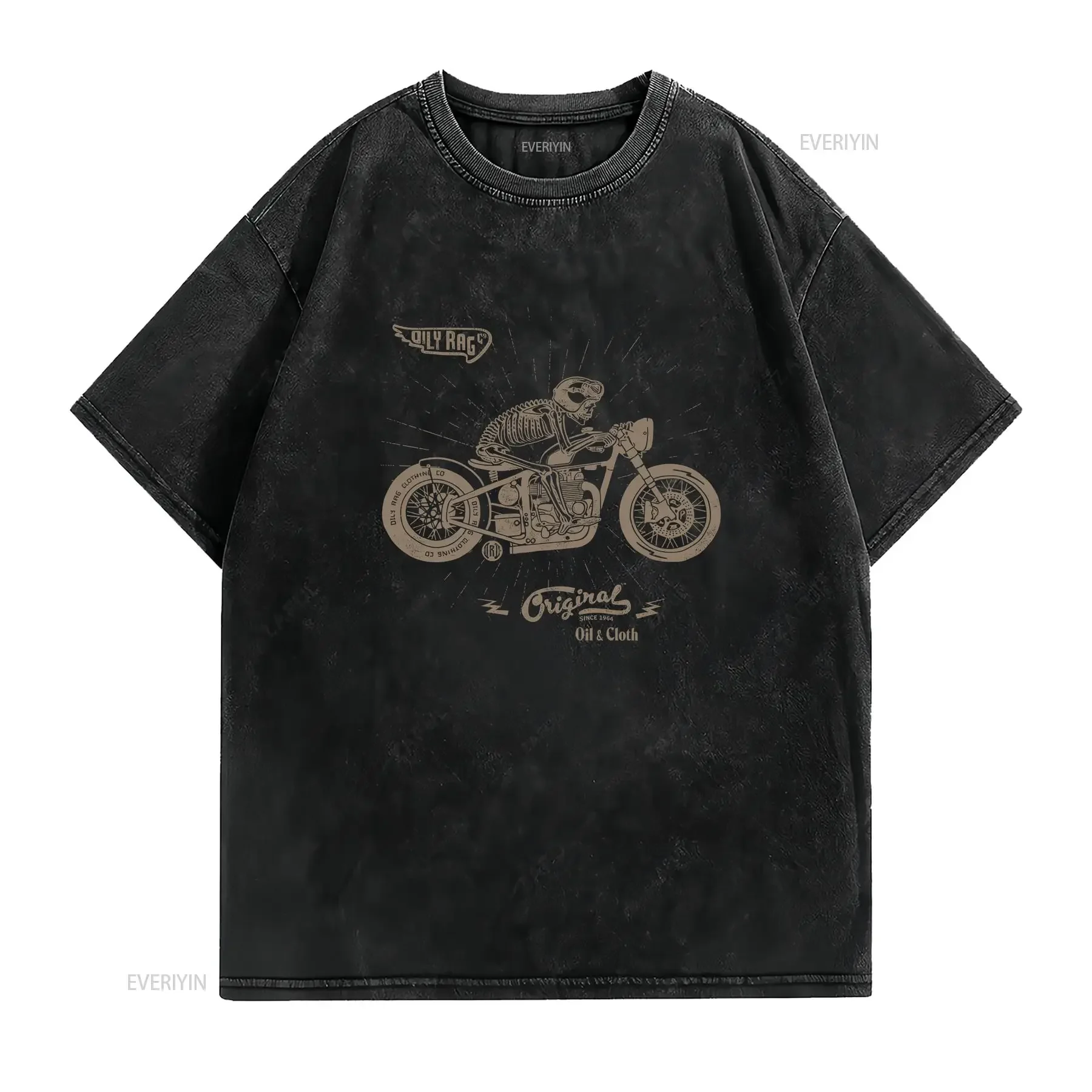 Bones Bobber Motorcycle T Shirt Oily Rag Co Official Store Biker vintage Washed streetwear Slightly Top For Everyday Wear
