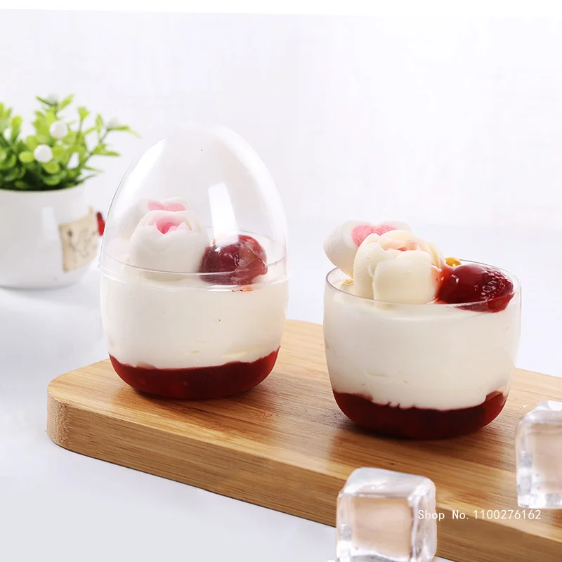 

10pcs Cake Cup Ice Cream Cup Round Pudding Yogurt Plastic Cup Wedding Birthday Party Favors Small Dessert Cups with Lids