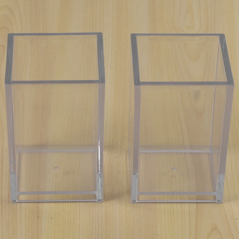 Acrylic Pen Holder 2 Pack,Clear Desktop Pencil Cup Stationery Organizer For Office Desk Accessory